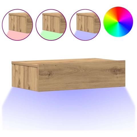 Comodino Rovere Artigianale 60x35 cm in Legno Multistrato - Foto 1