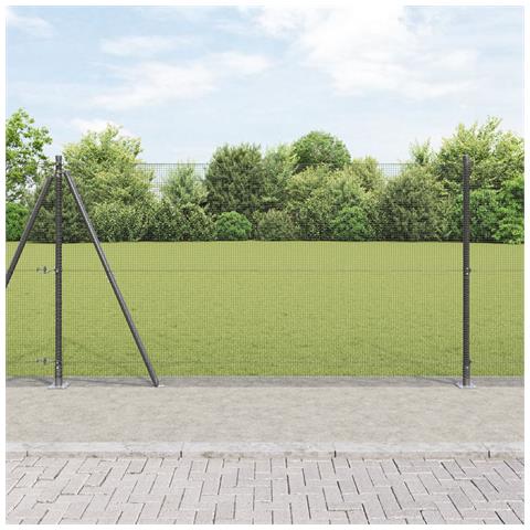 Recinzione in Filo Saldato con 13 Posti Flangiati Grigio 1,2x50 m Acciaio - Foto 2