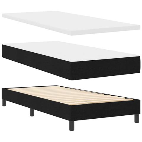 Letto box spring con materasso Nero 100 x 200 cm Tessuto - Foto 1