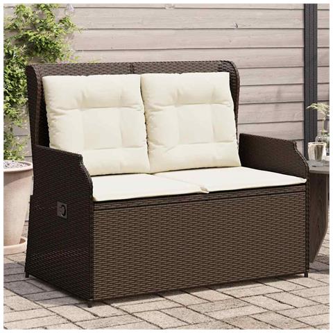 Panca Reclinabile da Giardino con Cuscini Marrone in Polyrattan - Foto 2