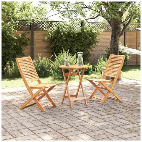 Set Bistro Pieghevole 3 pcs Marrone legno massello di acacia - Foto 2