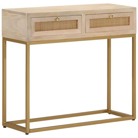 Tavolo Consolle 90x30x76 cm in Legno Massello di Mango e Ferro - Foto 1