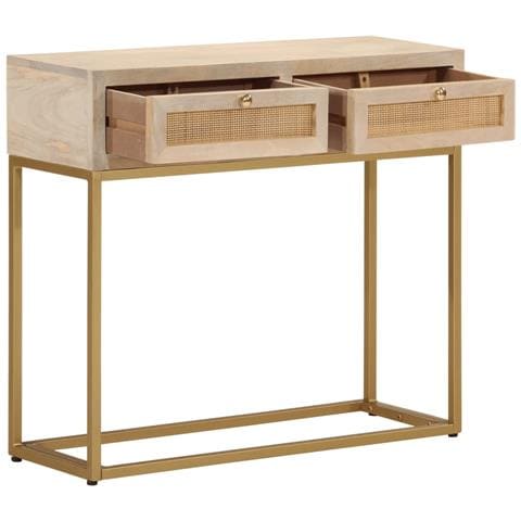Tavolo Consolle 90x30x76 cm in Legno Massello di Mango e Ferro - Foto 2