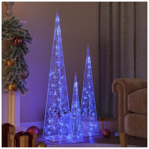 Lusso Casadino -  Set Coni Di Luce Led Acrilico Decorativo Blu 60/90/120 Cm - Foto 8