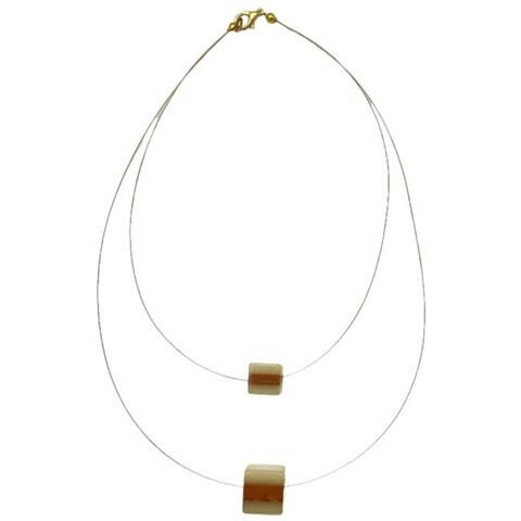 Collana Con Doppio Cubo 3d. Acciaio E Oro. - Foto 1