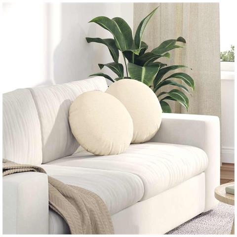 Cuscini per Seduta 2 pcs Crema Ø 40 cm Tessuto in Cords - Foto 2