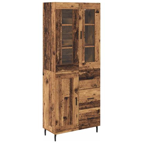 Credenza 2 pcs Legno vecchio Legno Stratificato e Vetro - Foto 1