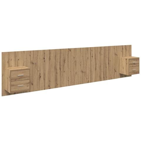 Testata con Comodino 3 pcs Rovere artigianale Legno multistrato - Foto 1