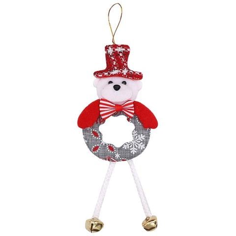 Decorazione Albero Di Natale Orsetto Con Gambe In Tela Rotonda E Campanelli - Foto 1