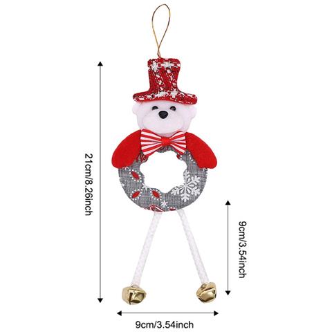 Decorazione Albero Di Natale Orsetto Con Gambe In Tela Rotonda E Campanelli - Foto 2