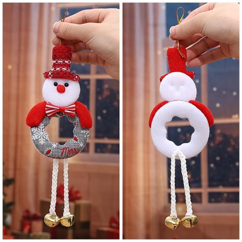 Decorazione Albero Di Natale Orsetto Con Gambe In Tela Rotonda E Campanelli - Foto 6