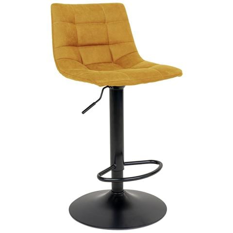 Set 2 Sgabelli Da Bar Middelfart In Velluto Giallo Senape Con Base Nera - Foto 1