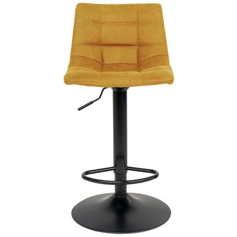 Set 2 Sgabelli Da Bar Middelfart In Velluto Giallo Senape Con Base Nera - Foto 2