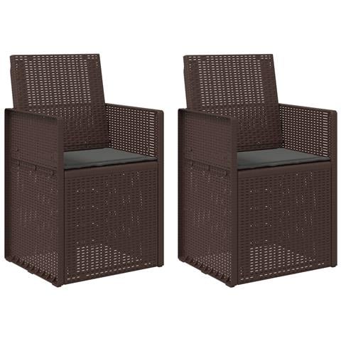Sedie da pranzo da giardino 2 pcs Marrone e Antracite PP - Foto 1