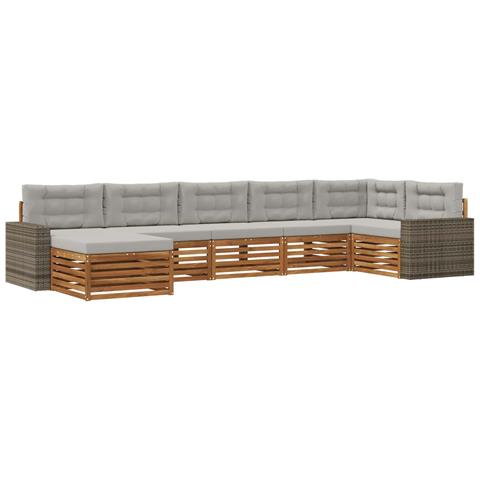Set di divani da esterno 7 pcs Naturale e Grigio Chiaro - Foto 1