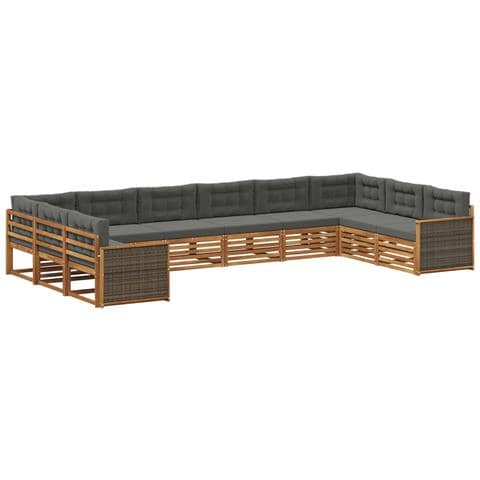 Set divani con cuscino 10 pcs Legno di Acacia Massello - Foto 1