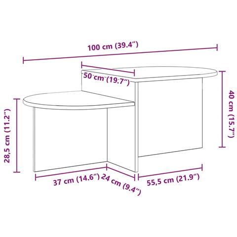 Tavolino da salotto Grigio Cemento 100 x 50 x 40 cm - Foto 9