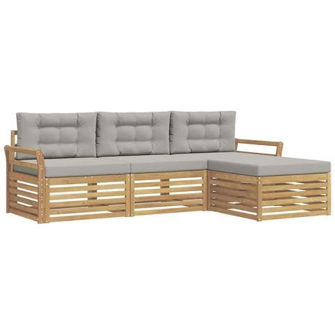 Set di divani da esterno 4 pcs Bianco e Grigio Chiaro - Foto 1