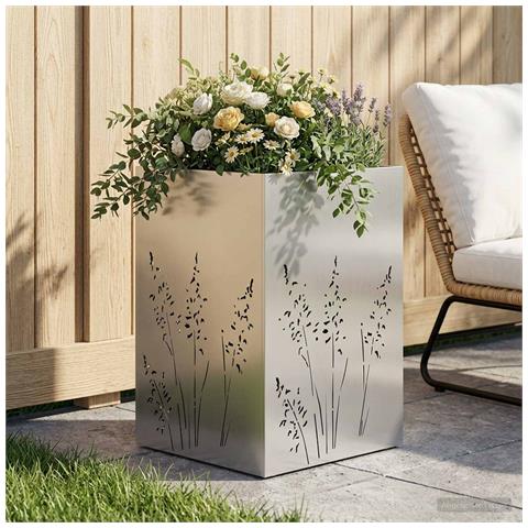 Vaso da giardino Argento 50 x 50 x 75 cm Acciaio Inox - Foto 2