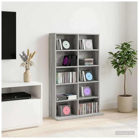 Mobile per CD Sonoma grigio 65 x 23,5 x 97,5 cm - Foto 2
