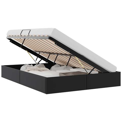 Letto con Contenitore Nero 153 x 203 cm Similpelle - Foto 1
