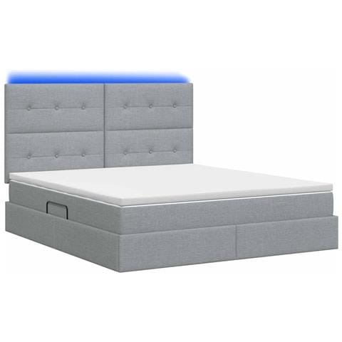 Letto con contenitore LED e materasso Grigio Chiaro - Foto 9