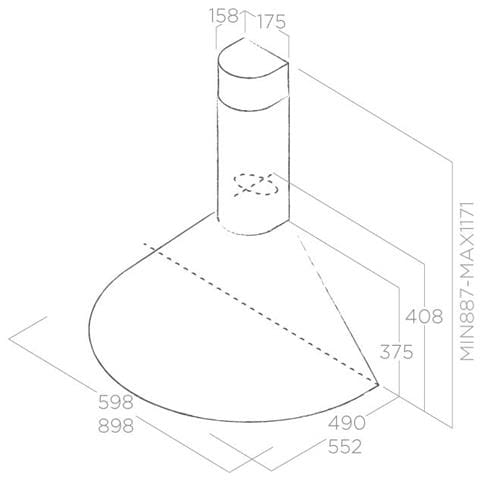 Cappa a Parete Tonda IX F / 90 Aspirante 90cm Colore Acciaio Inox - Foto 5