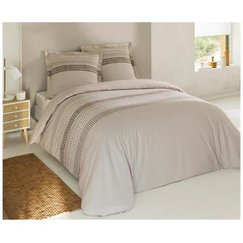 Parure De Couette 100% Coton Anthony Beige 200 x 200 cm - Foto 1