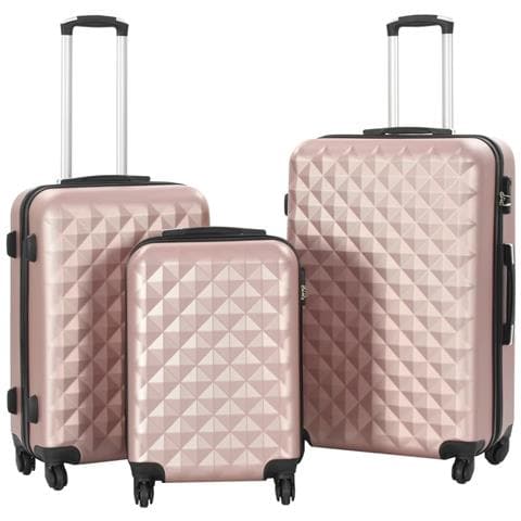 Set Trolley a Custodia Rigida 3 pz Oro Rosa in ABS - Foto 1