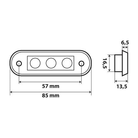 Set 20 Pz, Luce Ingombro A 3 Led, Montaggio Ad Incasso, 12/24v - Rosso - Foto 2
