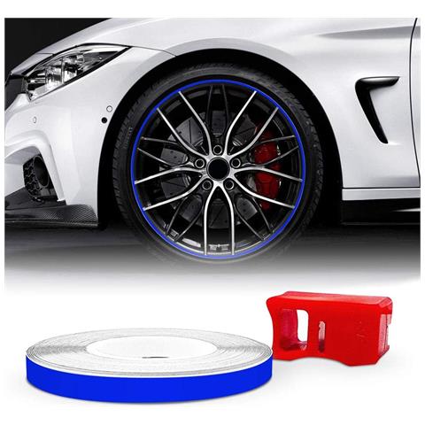 Wheel Trim Strisce Adesive Rifrangenti Con Applicatore Per Cerchi Auto, Blu, 5 Mm X 6 Mt - Foto 1