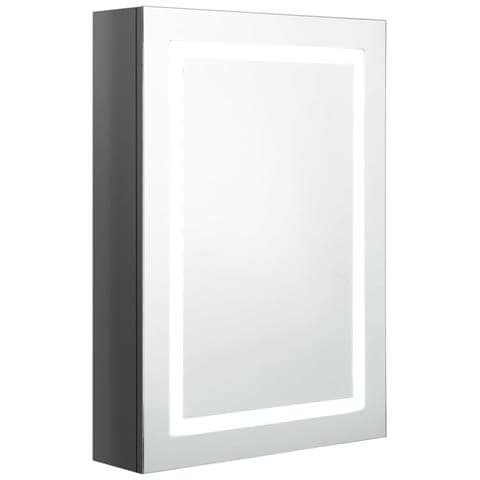 Armadietto Bagno con Specchio e LED Grigio Lucido 50x13x70 cm - Foto 1