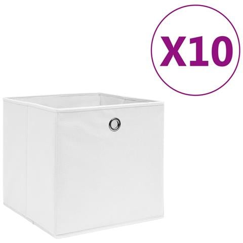 Contenitori 10 pz in Tessuto non Tessuto 28x28x28 cm Bianco - Foto 1