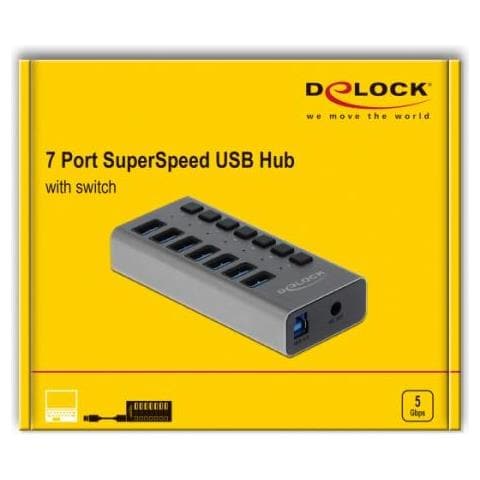 63669 Hub Di Interfaccia Usb 3.2 Gen 1 (3.1 Gen 1) Type-b 5000 Mbit /s Grigio - Foto 6