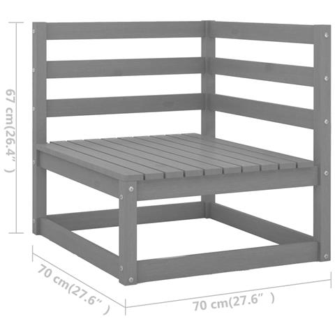 Set Divani Da Giardino 8 Pz Grigio In Legno Massello Di Pino - Foto 2