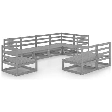 Set Divani Da Giardino 8 Pz Grigio In Legno Massello Di Pino - Foto 1