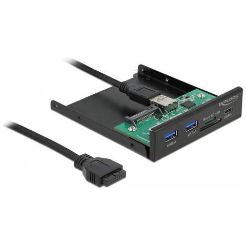 Pannello frontale da 3.5? USB 5 Gbps 1 x USB Type-C + 2 x USB di Tipo-A + SD e slot Micro SD - Foto 1