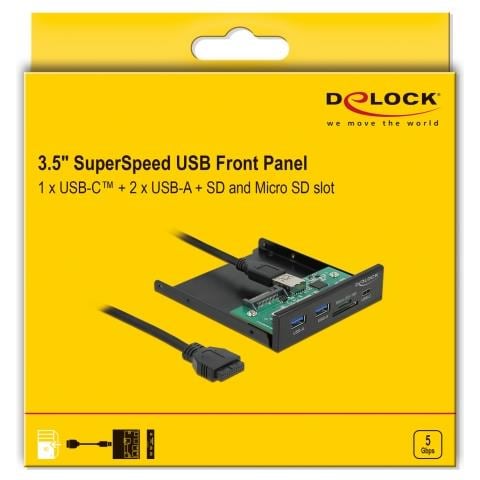 Pannello frontale da 3.5? USB 5 Gbps 1 x USB Type-C + 2 x USB di Tipo-A + SD e slot Micro SD - Foto 5