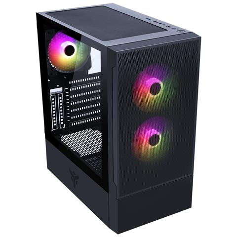 Gaming Middle Tower, ventola ARGB 3x12 cm, USB3, pannello laterale in vetro temperato con cerniera - Foto 3