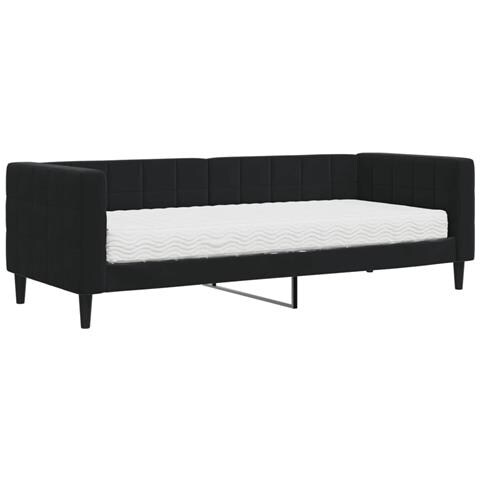 Divano Letto Con Materasso Nero 80x200 Cm In Velluto - Foto 1