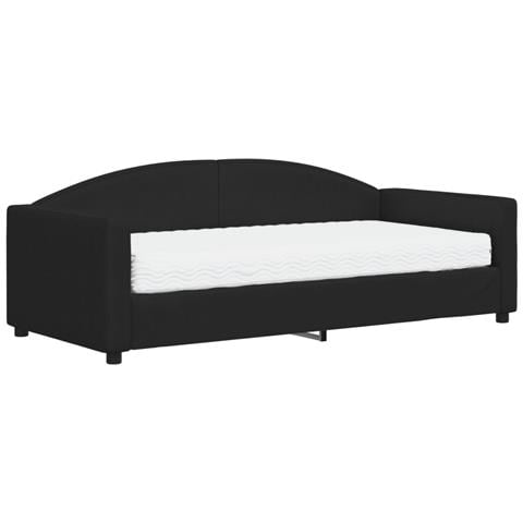 Divano Letto Con Materasso Nero 90x190 Cm In Tessuto - Foto 1