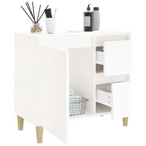 Armadietto Da Bagno Bianco 65x33x60 Cm In Legno Multistrato - Foto 10