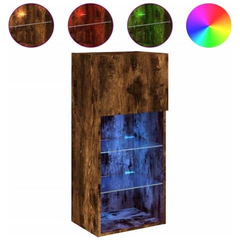 Mobile Tv Con Luci Led Rovere Fumo 40,5x30x90 Cm - Foto 2