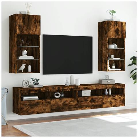 Mobile Tv Con Luci Led Rovere Fumo 40,5x30x90 Cm - Foto 3