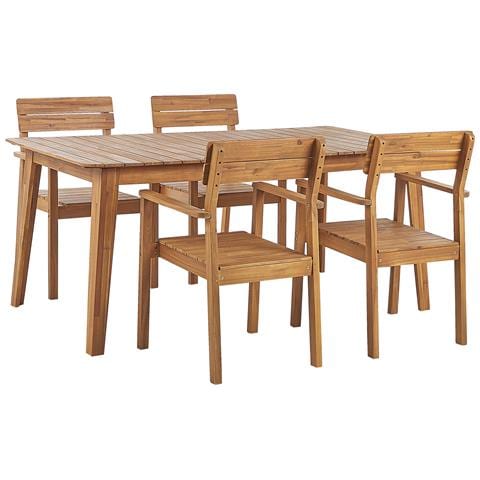 Set Di Tavolo E 4 Sedie Da Giardino Legno Acacia Chiaro Fornelli - Foto 2