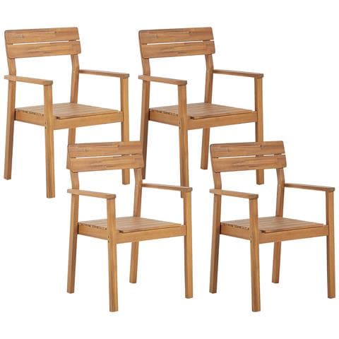 Set Di Tavolo E 4 Sedie Da Giardino Legno Acacia Chiaro Fornelli - Foto 6