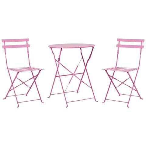 Set Bistrot Pieghevole Fiori Metallo Rosa - Foto 2