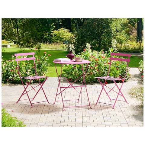 Set Bistrot Pieghevole Fiori Metallo Rosa - Foto 1