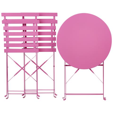 Set Bistrot Pieghevole Fiori Metallo Rosa - Foto 15