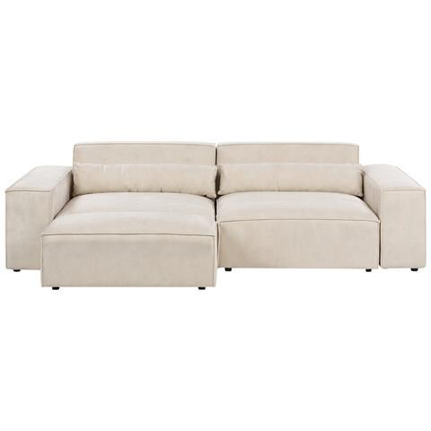 Divano Modulare Hellnar Velluto Beige Chiaro Con Ottomana 2 Posti - Foto 2